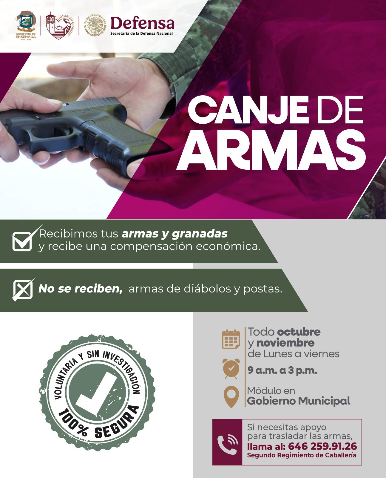 INICIA CAMPAÑA DE CANJE DE ARMA DE FUEGO EN ENSENADA - Tijuana en la ...
